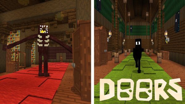 Новая карта ДОРС в МАЙНКРАФТ ! ROBLOX DOORS MINECRAFT BEDROCK ADDON FULL MAP GAMEPLAY HOTEL MOD