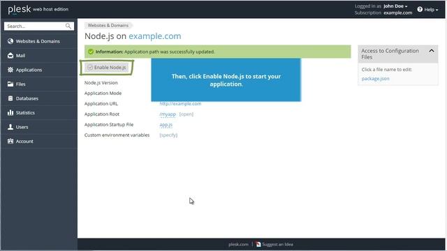nodejs application en plesk смотреть онлайн