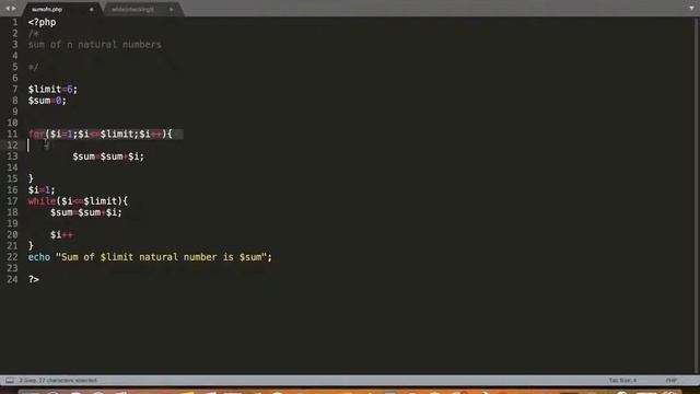 PHP program to find Sum of Natural Numbers Using while Loop(malayalam) смотреть онлайн