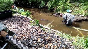 Отбор проб в реке на содержание золота