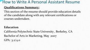 How To Write A Personal Assistant Resume | Personal Assistant Resume