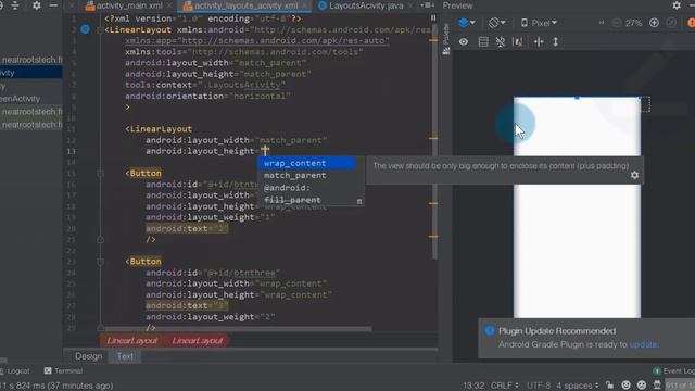 Linear Layout in Android - Android Studio Tutorial смотреть онлайн