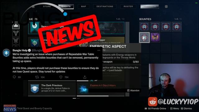 BUNGIE CONFIRMS BUGGED BOUNTIES! CAREFUL AT WAR TABLE! смотреть онлайн
