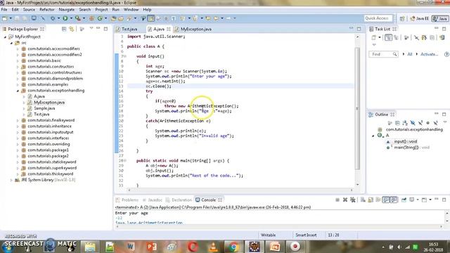 Core Java 71 - throw custom exception смотреть онлайн