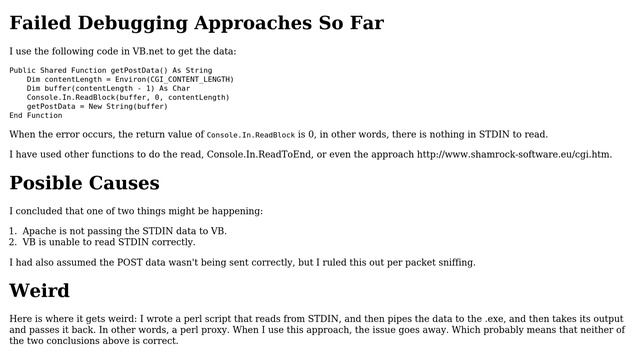 Apache and VB.net: cannot read STDIN смотреть онлайн