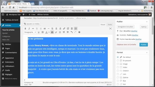 Tutoriel Wordpress - 8 - Création d'article смотреть онлайн