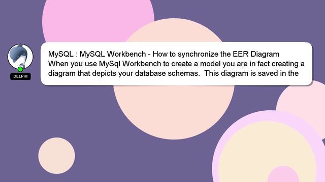 MySQL : MySQL Workbench - How to synchronize the EER Diagram смотреть онлайн