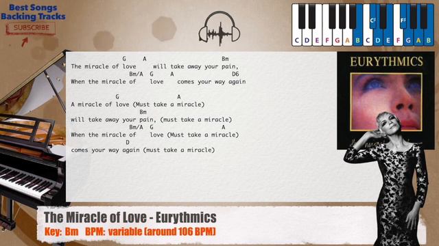 🎹 The Miracle of Love - Eurythmics Piano Backing Track with chords and lyrics смотреть онлайн