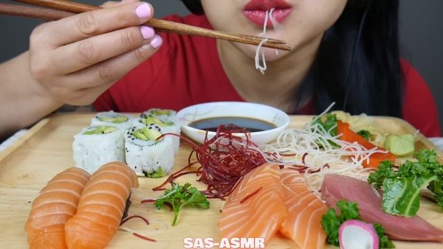 ASMR SUSHI SASHIMI PLATTER (EATING SOUNDS) NO TALKING | SAS-ASMR смотреть онлайн