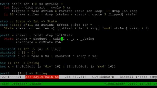 Advent of Code 2017, day 10 смотреть онлайн