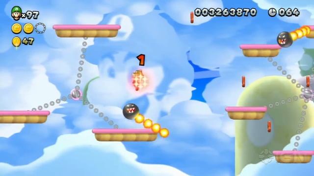 New Super Luigi U 3 Star Coin Walkthrough - Meringue Clouds 5: Flame Chomp Ferris Wheel смотреть онлайн