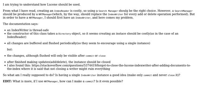 Software Engineering: Is having a single `IndexWriter` instance in Lucene a good idea? смотреть онлайн