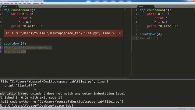 Explaining Python Indentation error when mixing tabs and spaces смотреть онлайн