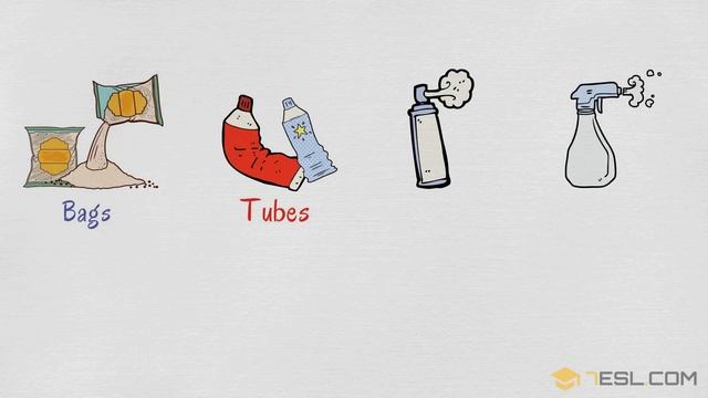 Containers And Quantities Vocabulary Words With Pictures