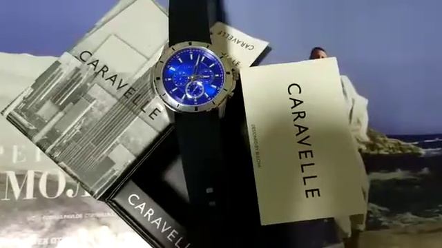 Часы Caravelle New York by Bulova. Нержавеющая сталь, синий циферблат. Диаметр 44мм. Цена 147$ смотреть онлайн