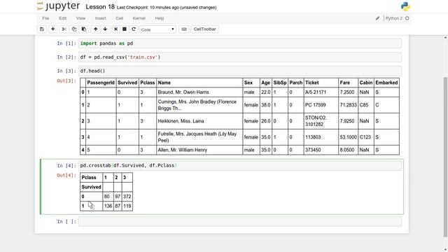 Python Pandas Dataframe crosstab Tutorial 18 смотреть онлайн