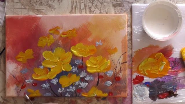 Как рисовать цветы акрилом. смотреть онлайн