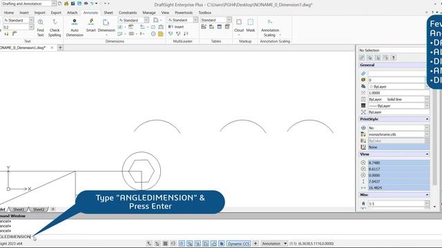 Create Angular Dimension for an Arc at Angle Using Command Window смотреть онлайн