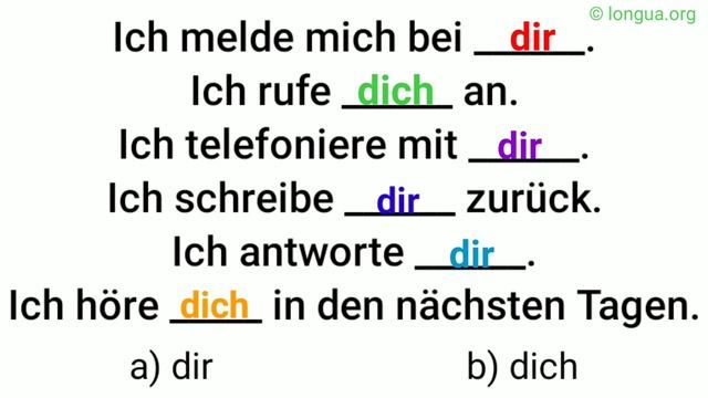dich oder dir?, Akkusativ oder Dativ?, anrufen, telefonieren, schreiben, antworten, anhören, zurück смотреть онлайн