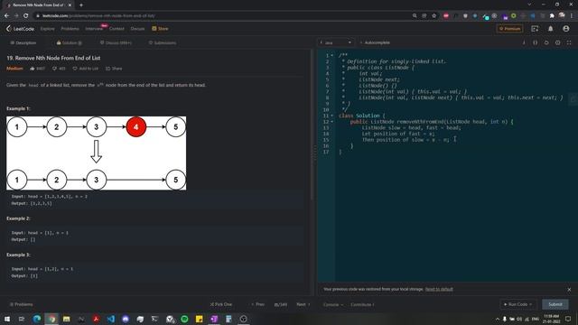 Remove Nth Node From End of List | LeetCode 19 | Two Pointers Approach смотреть онлайн