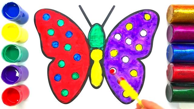 Glitter Butterfly Coloring and Drawing for Kids, Toddlers | Learning Colors смотреть онлайн