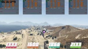 GTA 5 benchmark test | DDR3 1333 vs 1600 vs 1866 vs 2133 |  | 1080p settings