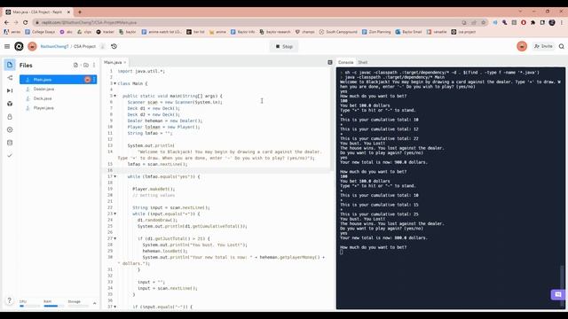 BlackJack Repl.it Demo смотреть онлайн
