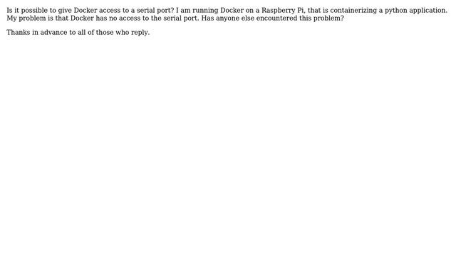 Give docker access to serial port смотреть онлайн