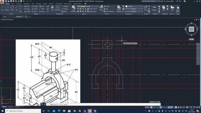 AutoCAD 2020 3 Part Drawing and Assembly смотреть онлайн