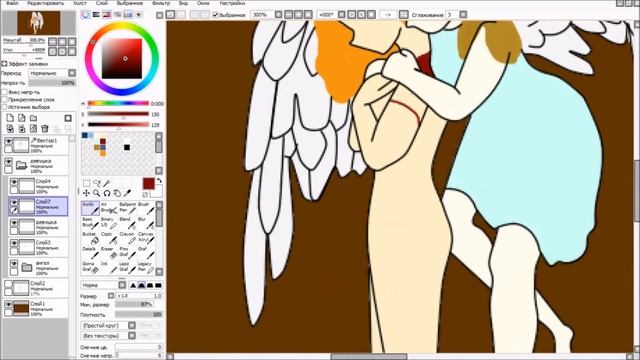 SpeedArt Девушка и ангел. Рисунок SAI. смотреть онлайн