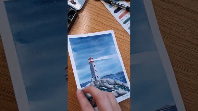 faro en acuarela #landscapepainting #painting смотреть онлайн