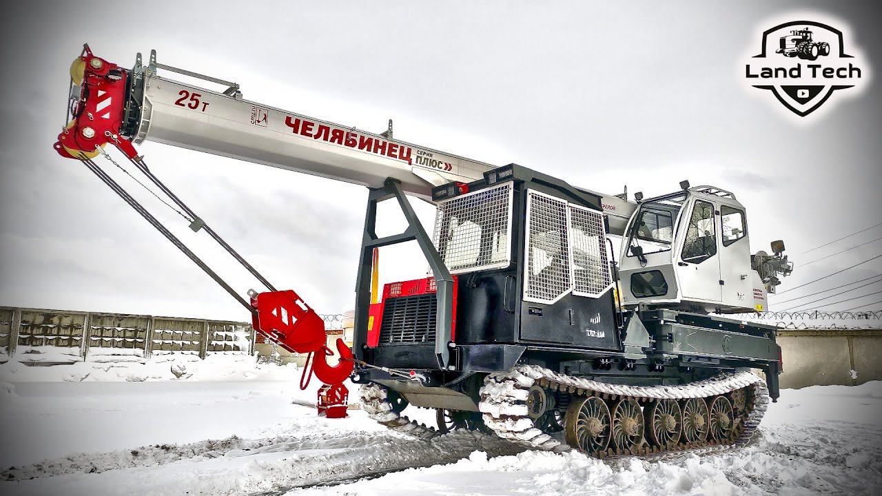 Гусеничный кран ЧЕЛЯБИНЕЦ КС-5673 на Алтайском трелевочном тракторе ТЛП-4М от СИБИРЬ-ТЕХНИКИ! смотреть онлайн
