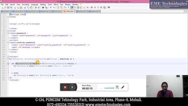 MySQL i confirm password for form data in Core PHP смотреть онлайн
