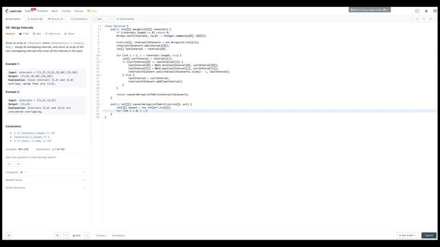 Merge Intervals (Leetcode 56) | Java and Python смотреть онлайн