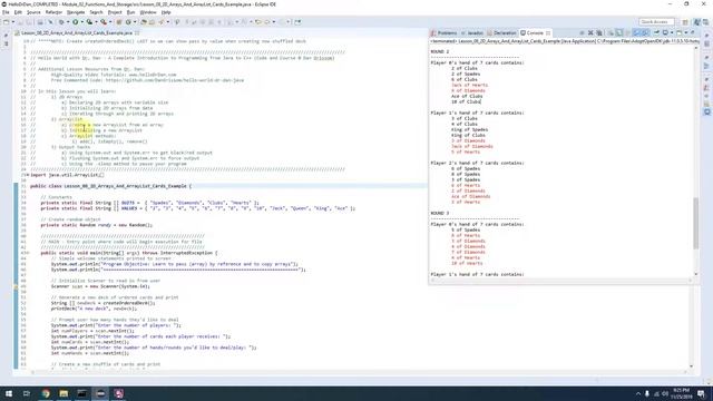 Module 2, Lesson 8 - 2D-Array and ArrayList Practice (card shuffling example) (Java) смотреть онлайн