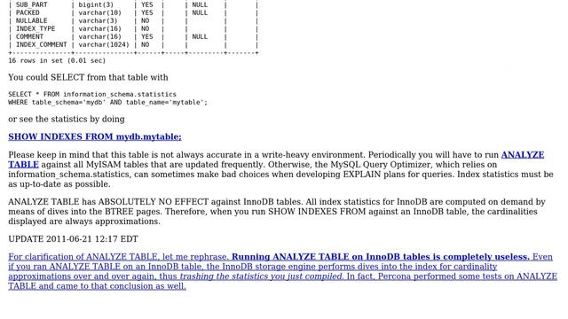 Databases: From where does the MySQL Query Optimizer read index statistics? (3 Solutions!!) смотреть онлайн