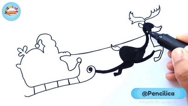 Santa Claus Sleigh Drawing in the Sky , Drawing For Christmas смотреть онлайн