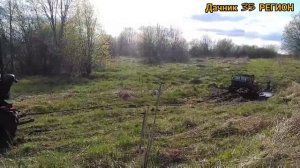 Весна. Начало мая. Засели с прицепом на минитракторе МТЗ 132Н.