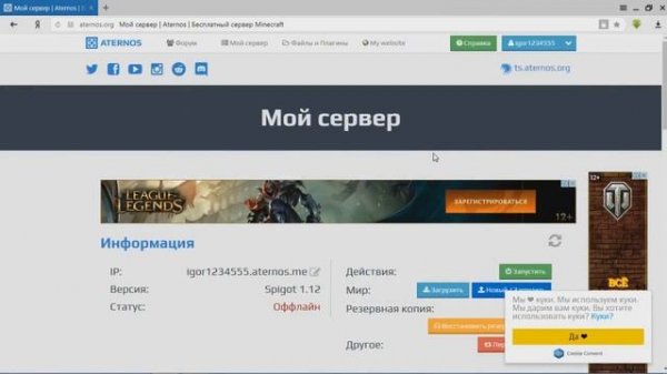 БЕСПЛАТНЫЙ ХОСТИНГ СЕРВЕРОВ MINECRAFT #3. ATERNOS.ORG