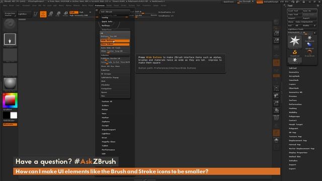 #AskZBrush: “How can I make UI elements like the Brush and Stroke icons to be smaller?” смотреть онлайн