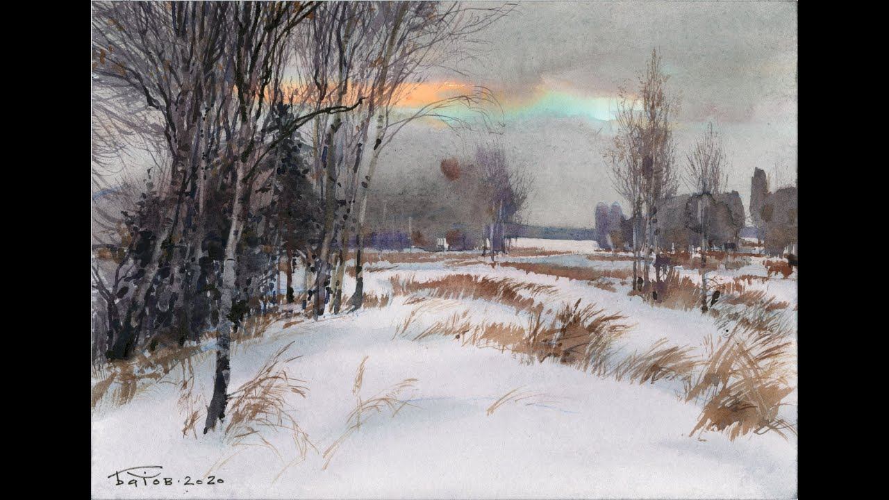 20201225 Снежные поля акварелью. Watercolor snow field смотреть онлайн