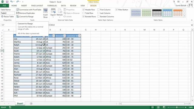 [FREE EXCEL COURSE] Lesson 6 - Excel Tables Overview смотреть онлайн