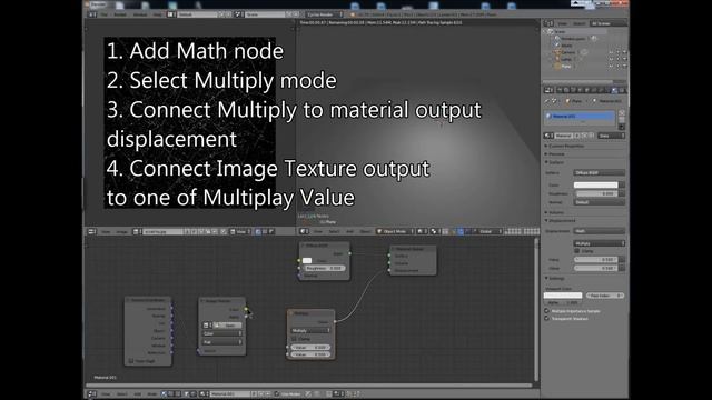 Blender tutorial - displacement map + multiply (cycles - math node) смотреть онлайн