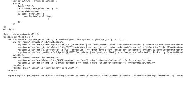 Wordpress: Update get_pages using ajax on form select change смотреть онлайн