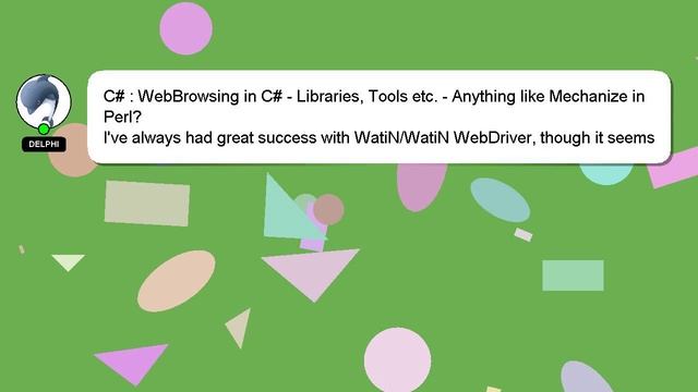 C# : WebBrowsing in C# - Libraries, Tools etc. - Anything like Mechanize in Perl? смотреть онлайн