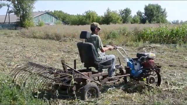 Нева МБ-23! Самодельные грабли и адаптер в работе,первые шаги! смотреть онлайн