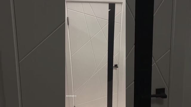 Межкомнатная дверь Эмаль line 2 (Стекло чёрный лакобель) смотреть онлайн
