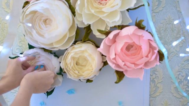 фото зона ) цветы из гофрированной бумаги)прикрепляю цветы к основанию) смотреть онлайн