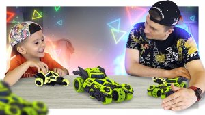 Бэтмобиль 3 в 1 ! Веселая распаковка и обзор гоночной машинки со светом и звуком. #игрушки #смешно