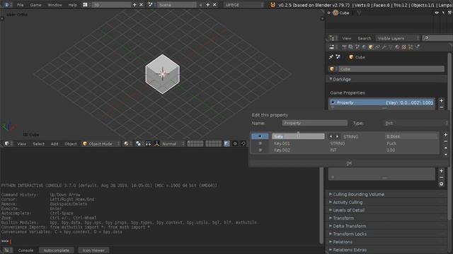 UPBGE 2.5 LIST & DICT PROPERTY TYPES смотреть онлайн